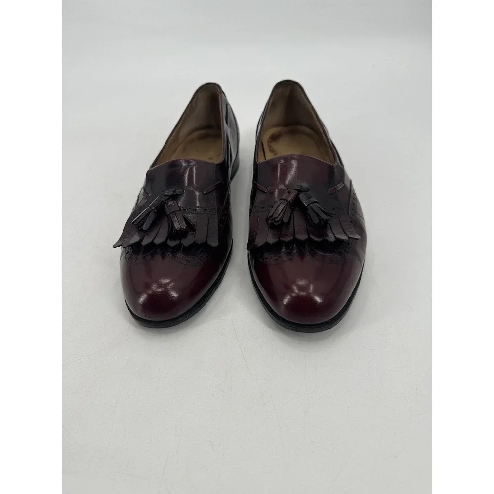 Salvatore Ferragamo Dark‎ Red Burgundy Wingtip Brogue Kiltie Tassel Loafers 10 D